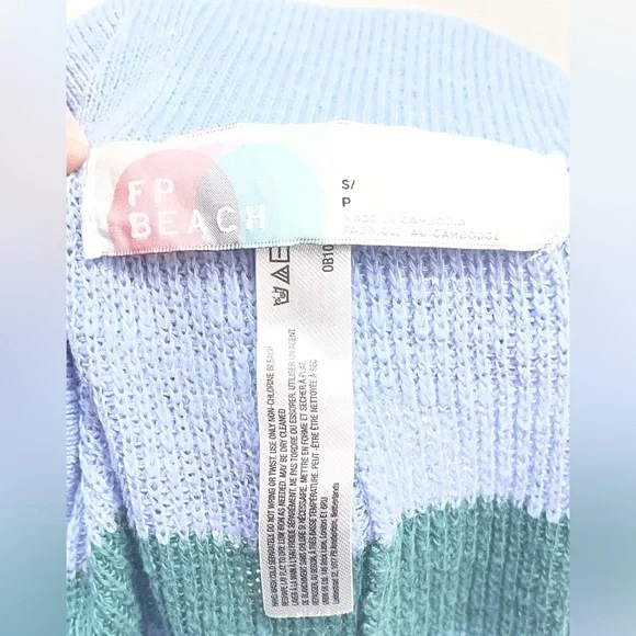 Free People Beach Malibu Striped Sweater Set Blue and Green - Picture 4 of 4